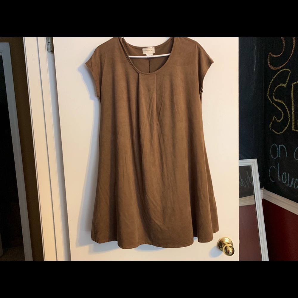 Brown Suede T-Shirt Dress